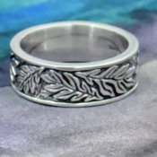 Silverringar med blommor och blad 