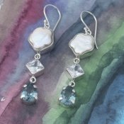 Silverörhängen pärlemor Zircon