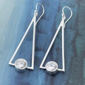 Silverörhängen vit Zircon