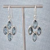 Silverörhängen blå Zircon