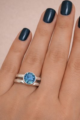 Silverring, Blå Spinel 