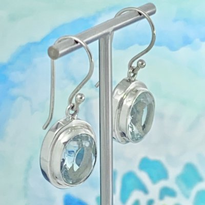 Silverörhängen, Blå Topaz 