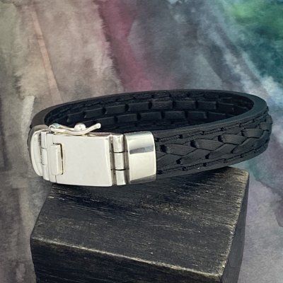 Silver och läderarmband