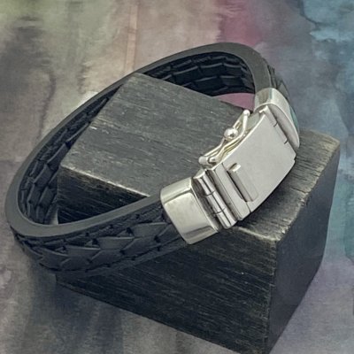 Silver och läderarmband