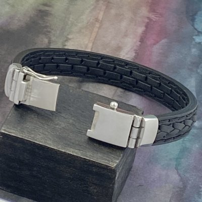 Silver och läderarmband