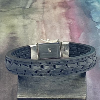 Silver och läderarmband