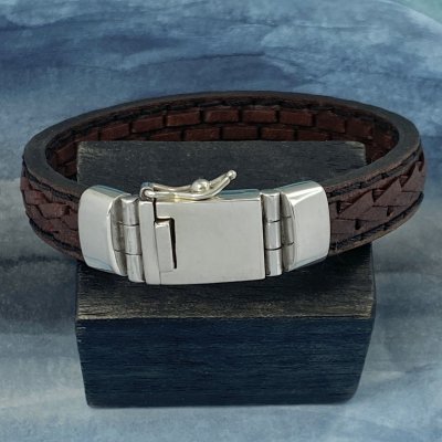 Silver och läderarmband