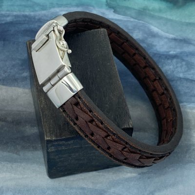 Silver och läderarmband