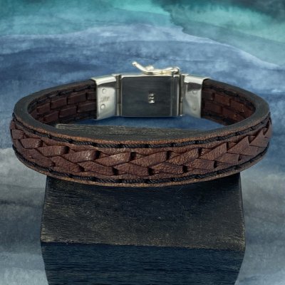 Silver och läderarmband
