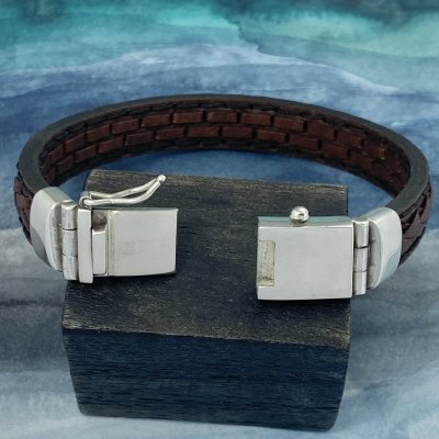 Silver och läderarmband