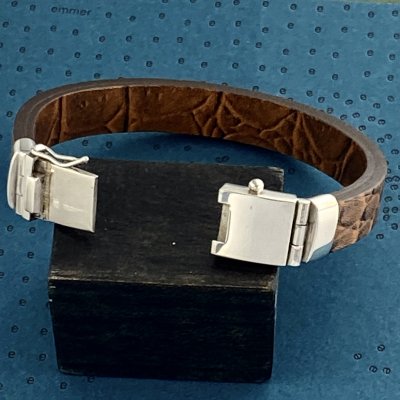 Silver och läderarmband