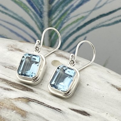 Silverörhängen, Blå Topaz 