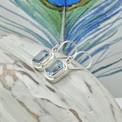 Silverörhängen, Blå Topaz 