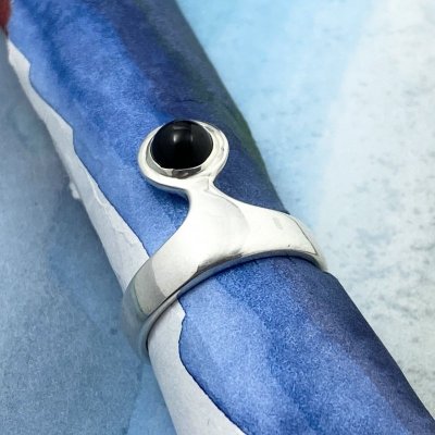 Silverring ring silver onyx