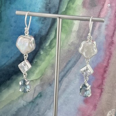 Silverörhängen, Zircon och pärlemor 