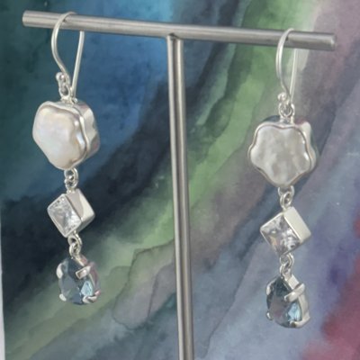 Silverörhängen, Zircon och pärlemor 