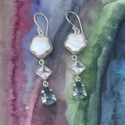 Silverörhängen, Zircon och pärlemor 