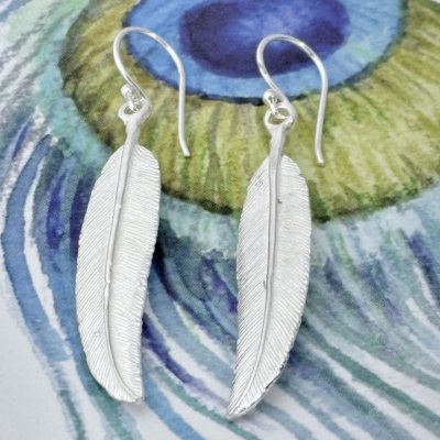 Silverörhängen fjäder fjädrar