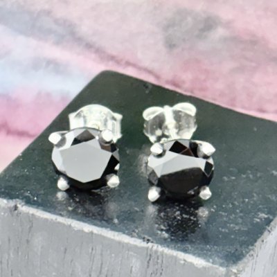 Silverörhängen svart Zircon