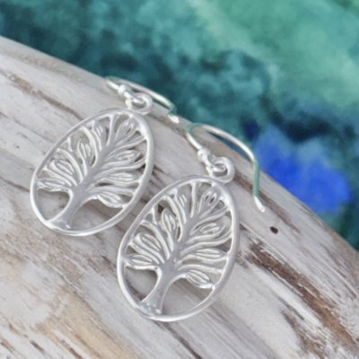 Silverörhängen livets träd silver