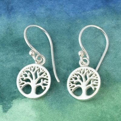 Silverörhängen med Livets träd 