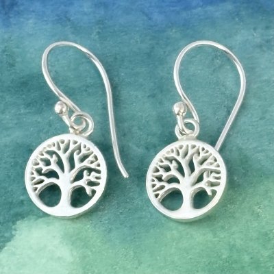Silverörhängen livets träd silver