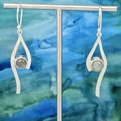 Silverörhängen med Labradorit 