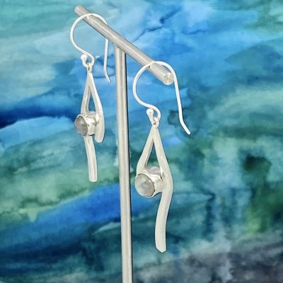 Silverörhängen med Labradorit 